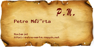 Petre Márta névjegykártya